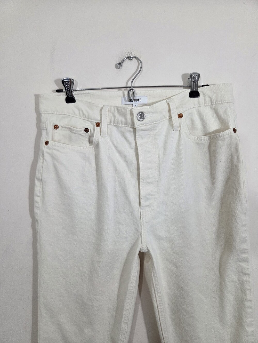 Re/Done 90s High Rise Ankle Crop Jeans Vintage White Denim Size 30 Boho Casual - Picture 3 of 10